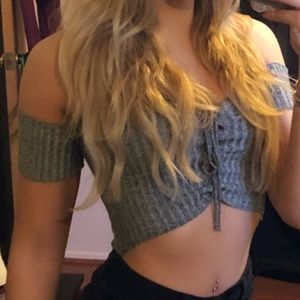 tie up off the shoulder crop top